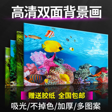 鱼缸背景纸画高清图3d立体鱼缸壁纸背景画双面水族箱装饰鱼缸贴纸