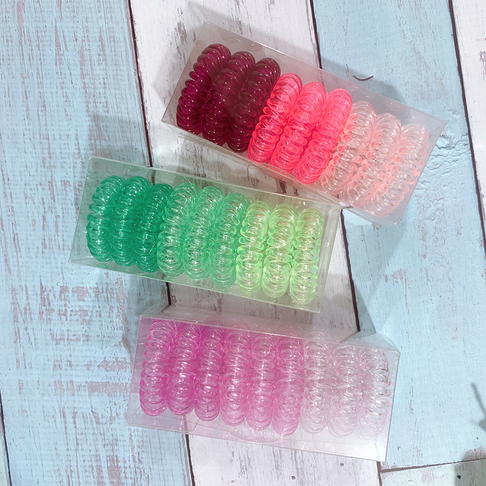 New Creative Gradient Color Elastic Simple  Boxed Candy Color Transparent Phone Line Set display picture 4