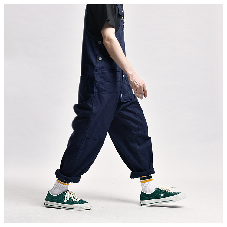 Herreklær trendy merkevare japansk arbeidsklær overall multi pocket jumpsuit løse arbeidsbukser_voghion.com