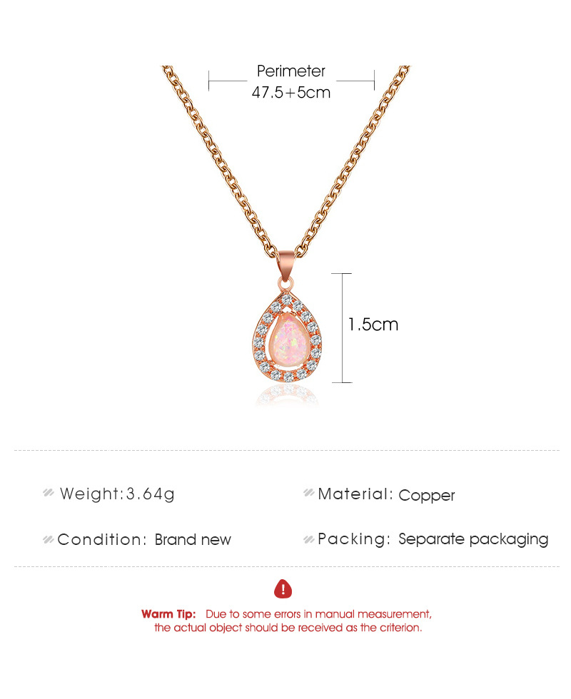 New Fashion Simple Drop Crystal Opal Pendant Necklace Clavicle Chain For Women display picture 1