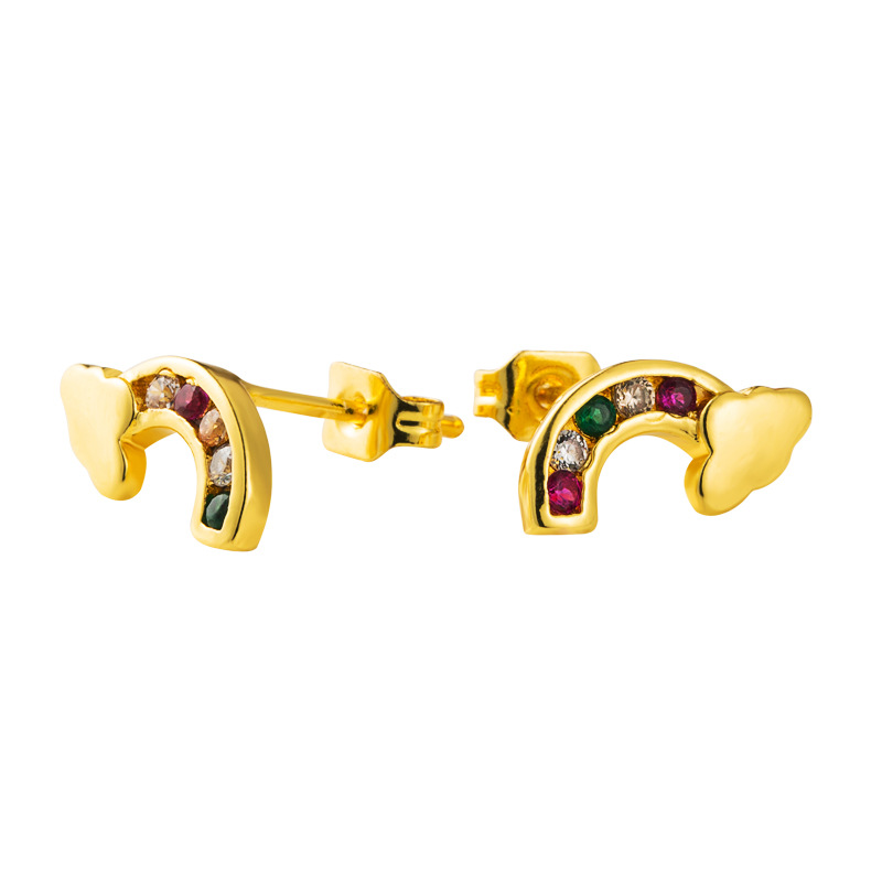 Vente Chaude Mode Créative Arc-en-ciel Nuage Série Boucles D&#39;oreilles Femmes Micro-ensemble Zircon Hypoallergénique Boucles D&#39;oreilles En Cuivre En Gros display picture 7