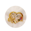 Fashionable ring heart shaped with letters, diamond encrusted, wholesale