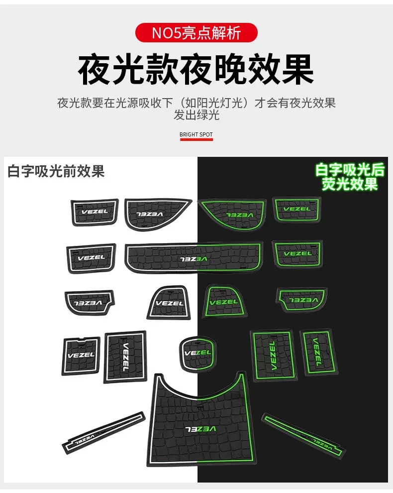 Suitable for Binzhi Xrv Door Slot Pad, Luminous Door Slot Pad, Binzhi Water Coaster Sticker, Interior Modification, Decorative Anti-Slip
