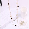 Fashionable necklace, long demi-season sweater from pearl, decorations, accessory, Korean style, four-leaf clover