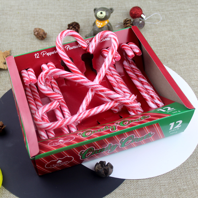 圣诞节红白条拐杖糖果圣诞树场景装饰布置拐棍糖伞把薄荷糖包邮