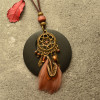 Retro ethnic accessories, jewelry with tassels, wooden long necklace, sweater, ethnic style, cotton and linen, new collection