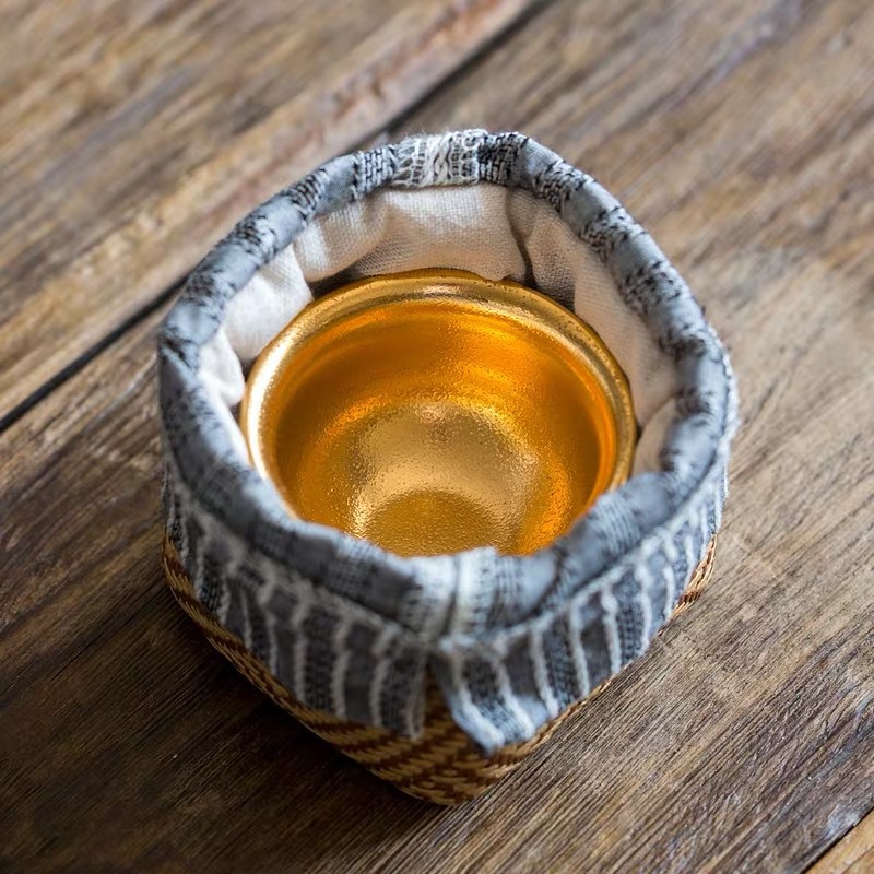 Juego de té de Kung Fu portátil traje de viaje bolsa de tela de lino de algodón juego de té bolsa de almacenamiento una olla dos tazas bolsa de tela té