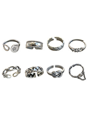 Heavy industry combination index finger ring women's S925 silver fashion personality retro ins cold style internet celebrity ring niche