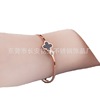 Golden black women's bracelet stainless steel, accessory, Japanese and Korean, 18 carat, pink gold, four-leaf clover
