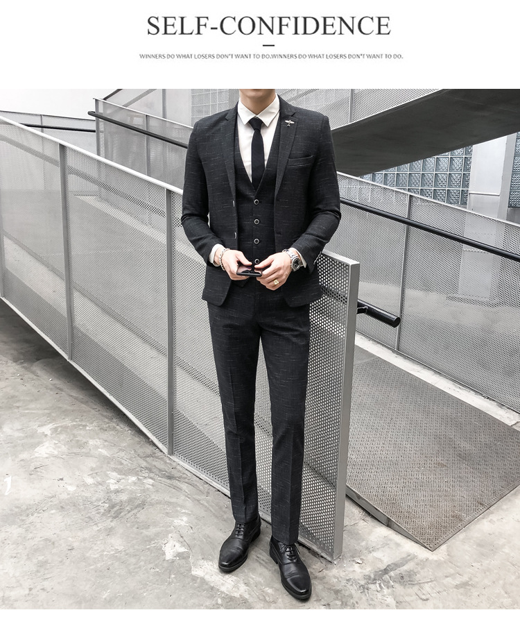 1 Spring And Autumn Men's Suit Set Korean Version Slim Fit Trendy Youth Business Formal Wear Handsome Casual Blazer_viptrois.com