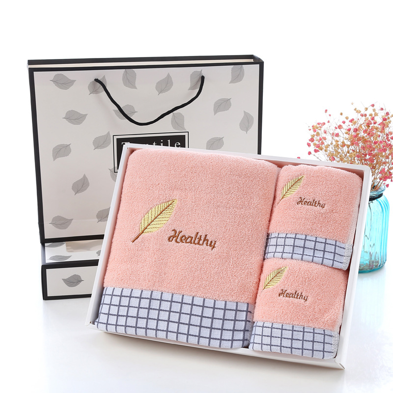 厂家销售棉浴巾三件套毛巾浴巾礼盒婚庆回礼福利套装礼品批发|ms