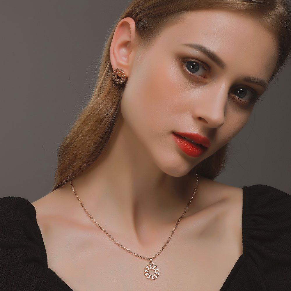 hot sale fashion new simple three-dimensional lock chain earrings necklace accessories