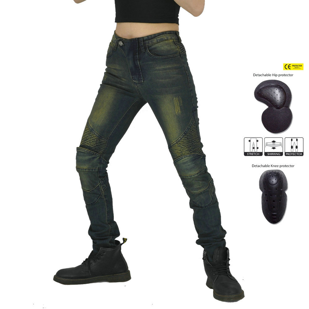 VOLERO casual motocicleta SLIM-Fit stretch pantalones anti-caída Pantalones vaqueros de la motocicleta de carreras de motos pantalones de montar para las mujeres