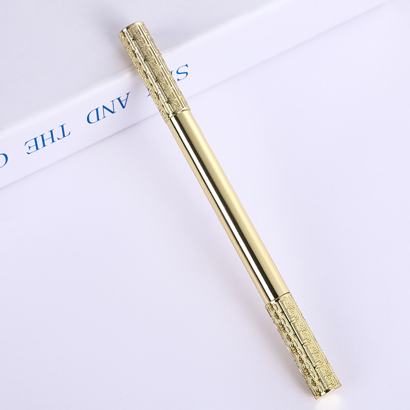 Suministro directo de fábrica pluma de firma de metal Pluma de cobre de forma de aro dorado multicolor opcional Logotipo de letras de pluma de metal de negocios