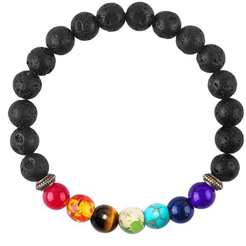 Cross-border alloy jewelry volcanic stone beaded bracelets colorful stone bracelets men's and women's bracelets hand jewelry