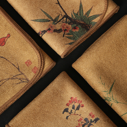 Wholesale painted tea cloth, tea towel, high-end tea towel, tablecloth, absorbent tea set, thickened cotton and linen Zen rag, pot pad