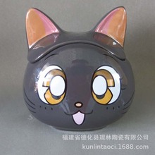 源头厂家带盖陶瓷杯超萌卡通小猫森系日式美少女 陶瓷猫杯