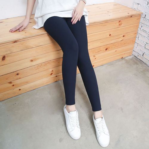 Ribbed solid color leggings for women to wear outside, thin style, suitable for spring and autumn, ribbed elastic 9-inch pants