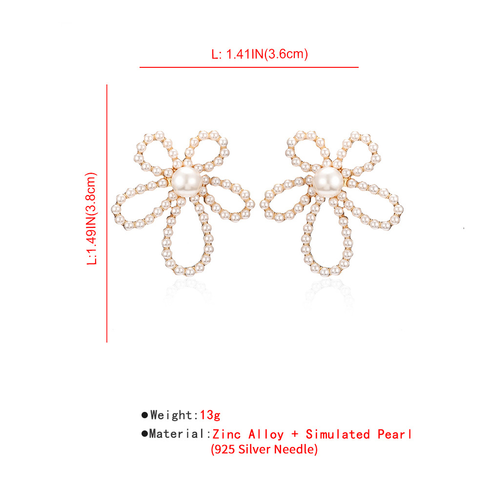 Korean New Style Diamond Earrings 925 Silver Needle Hypoallergenic Flower Pearl Fashion Earrings Wholesale display picture 2