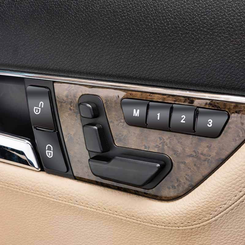 Adecuado para Mercedes-Benz viejo e C-clase GLk GL ml GLE modificación interior puerta del coche interruptor bloqueo negro botón etiqueta