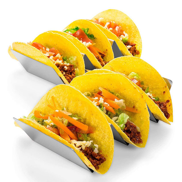 Porte Taco En Inox 304 - Lot De 2 - Support Réutilisable Pour Tacos, Hotdogs, Sandwichs - 22.5x10x5cm
