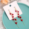 Retro red silver needle, three dimensional earrings, silver 925 sample, Korean style, fitted