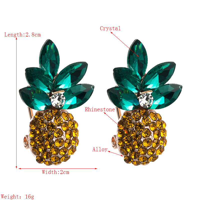 Korean Fashion Trendy Fresh Wild Ladies Earrings Alloy Inlaid Color Rhinestone Pineapple Earrings Wholesale Nihaojewelry display picture 1