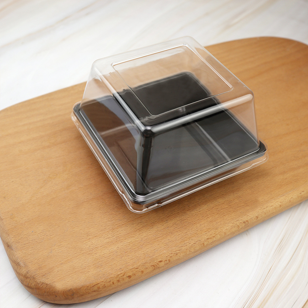 Caja de embalaje de pastel A - 12 Moose Napoleón Punto Oeste cuadrado caja de embalaje de plástico transparente