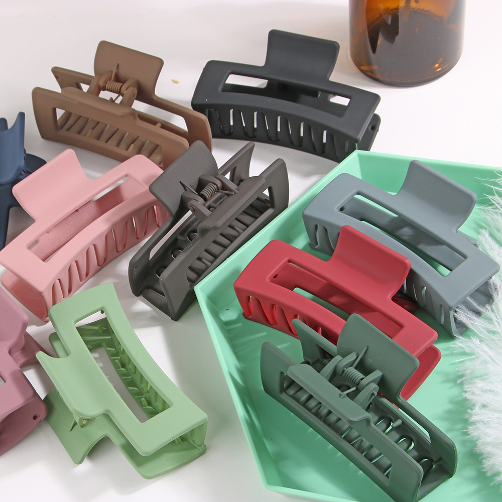 Women'S Gender Stoving Varnish Design Solid Color Frosted Acrylic Rectangular Large Hair Clip