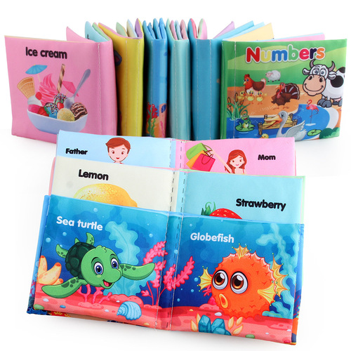 Original factory direct sales children's cognitive English cloth book baby early education educational marine animal tear-resistant palm book toy