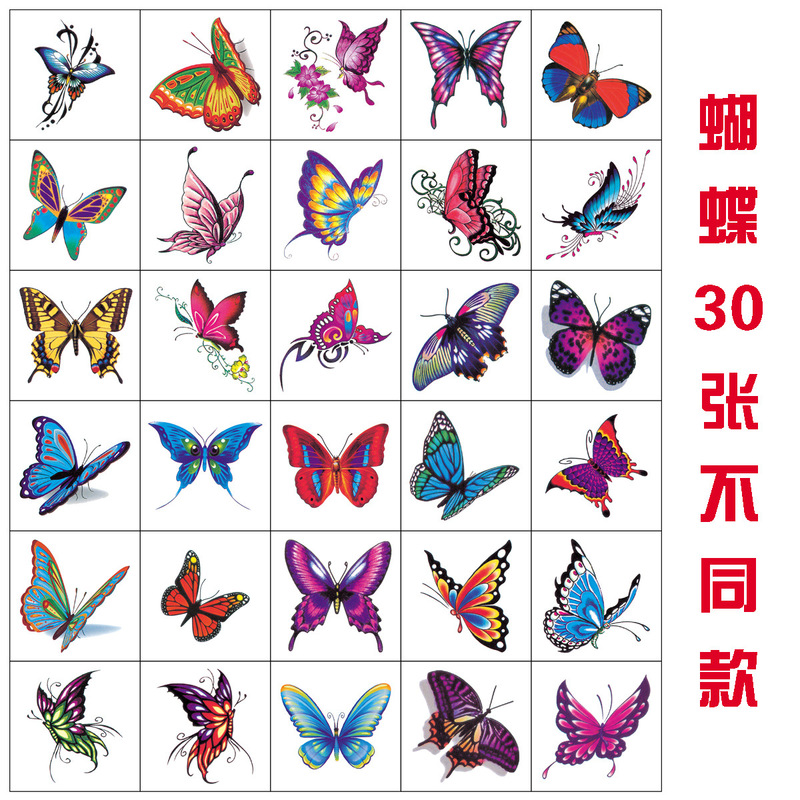 Wholesale butterfly tattoo waterproof women's long-lasting simulation small fresh color three-dimensional sexy clavicle tattoo stickers custom