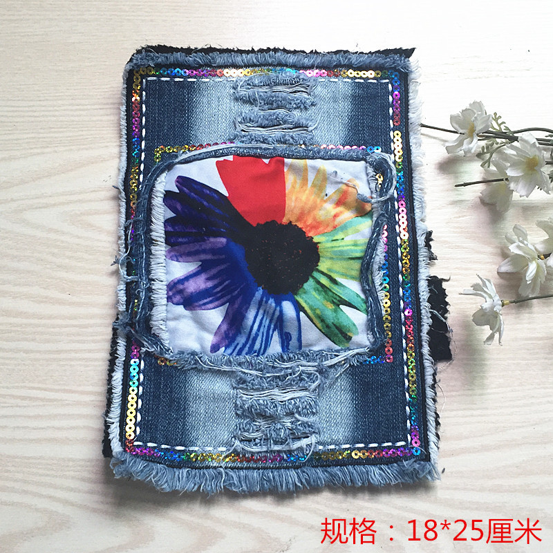 Denim pegatinas ropa de dibujos animados parche agujero parche de gran tamaño Denim pantalones rodilla codo pegatinas moda apliques Denim