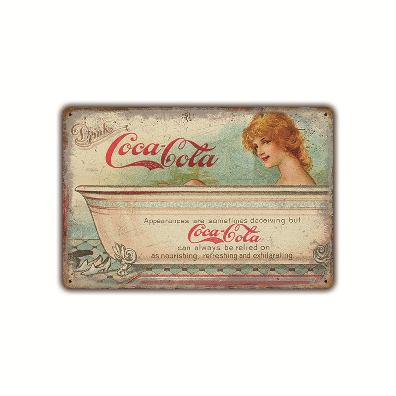 Безрамочная металлическая вывеска (Coca-Cola) ретро рекламный плакат, 20×30 см, винтажное декоративное украшение