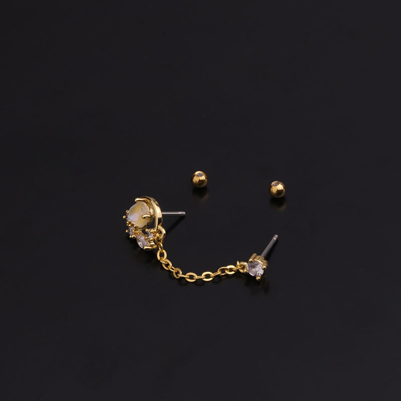 Korean new color zircon stainless steel earrings