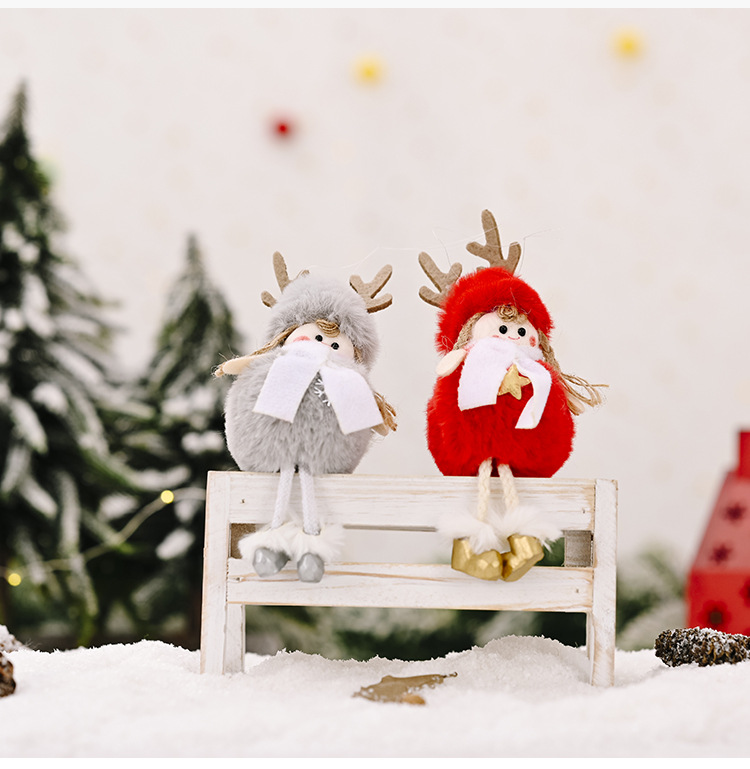 Christmas Decoration Supplies Plush Antlers Girl Pendant Creative New Plush Pendant display picture 6