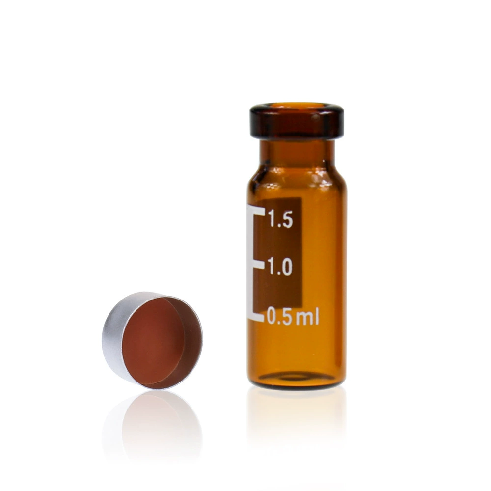 2 мл прозрачный коричневый зажим для впрыска рта, верхняя пустая бутылка, воздушная фаза, хроматография, инъекционная бутылка 11-425, 11 мм, алюминиевая крышка