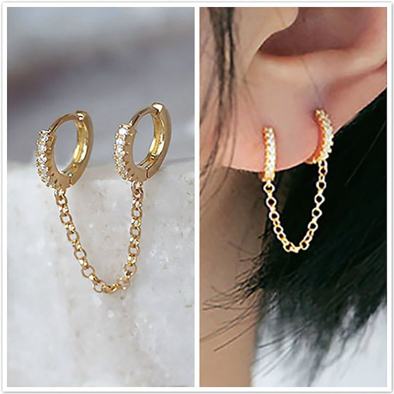 1 Piece Ig Style Round Tassel Inlay Copper Zircon Earrings display picture 1