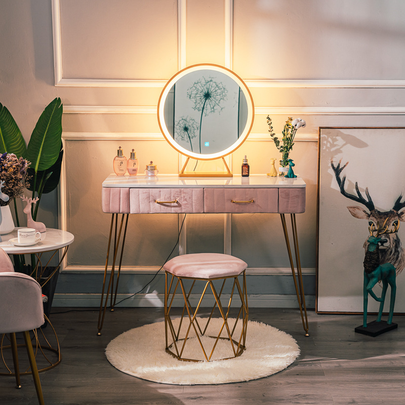 现代简约梳妆台凳子北欧ins化妆椅网红轻奢美甲凳家用少女餐桌凳