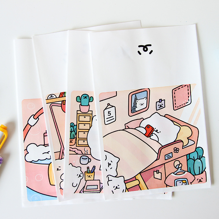 Flor de papel de tinta bolsa de almacenamiento de dibujos animados japonés pequeño cinco perro blanco oso mini bolsa de papel accesorios de decoración