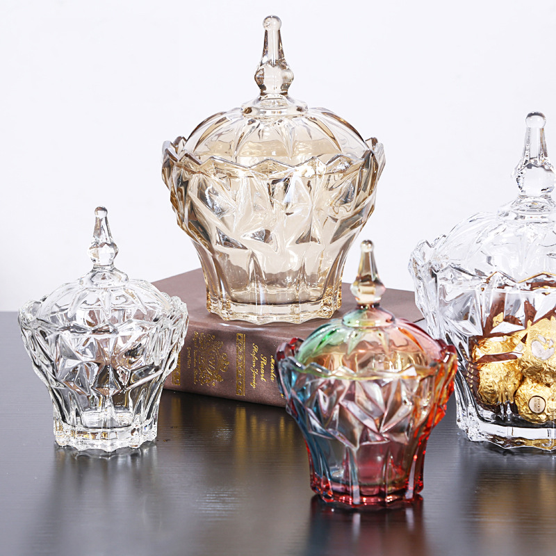 European crystal glass sugar jar storage jar transparent small…