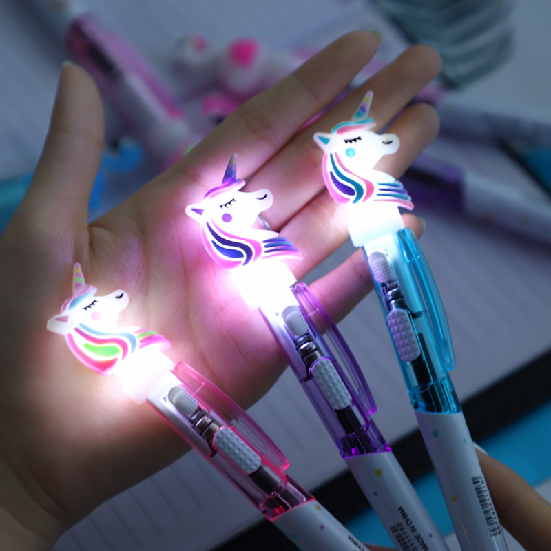 Creative Cartoon Unicorn Cute 0.5mm Luminescent Ballpoint Pen 1pcs display picture 4