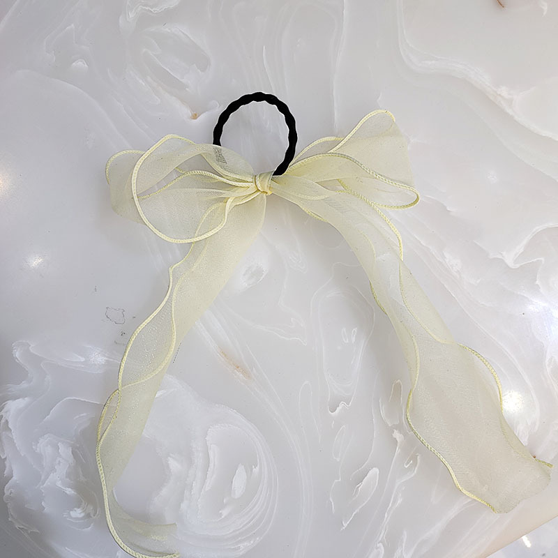 Korean Fashion New Super Fairy Streamer Hair Ring Fashion Wide-edged Organza Hair Rope Solid Color Bow Tie Horsetail Rubber Band Wholesale Nihaojewelry display picture 7