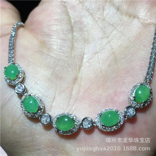 925银镶缅甸天然翡翠手链