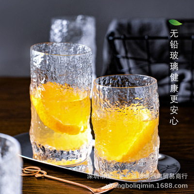 originality Japanese manual Bark pattern crystal glass household Green tea cup Whisky Wine Glass fruit juice Water cup