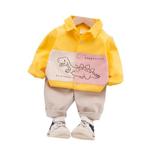 Children's clothing foreign trade, small children sets, boys' collar long-sleeved shirt 0-4 years baby cotton shirt two-piece set wholesale