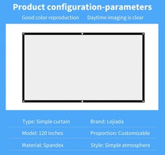 Polyester Portable Foldable Soft Screen 60 72 84 100 120 150 Inches 16:9/4:3 Projector Movie Cloth