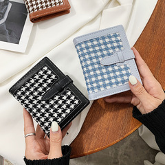 2023 trendy fashion short wallet ins style houndstooth student money clip casual stylish card holder women's bag trendy