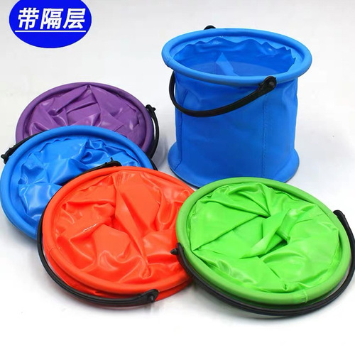Small pen-washing bucket with compartment, portable folding retractable pen-washing bucket, painting beach and sea, no compartment small bucket