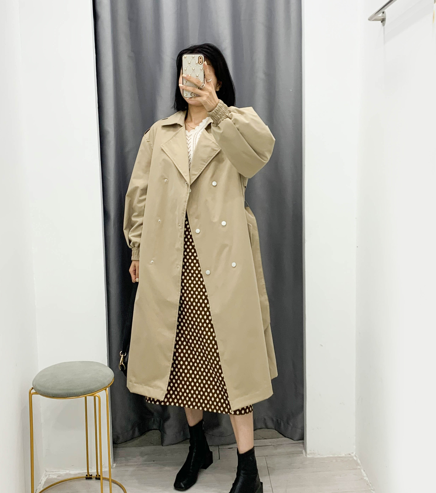 temperament single-breasted lace-up long coat NSAM2283