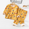 Supplying Cartoon winter leisure time children Pullover comic currency yellow cotton-padded trousers suit Two piece set